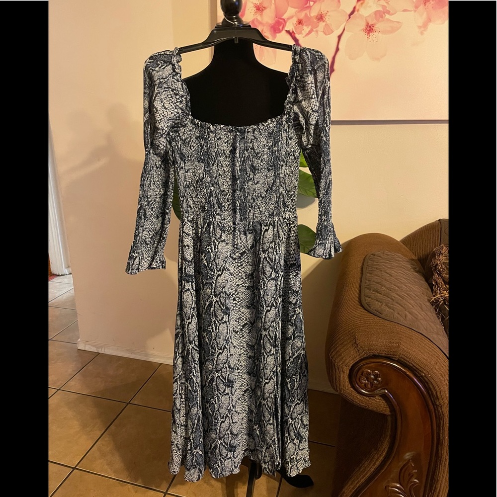 Reformation Blue Rosamund In Serpent Casual Maxi Dress